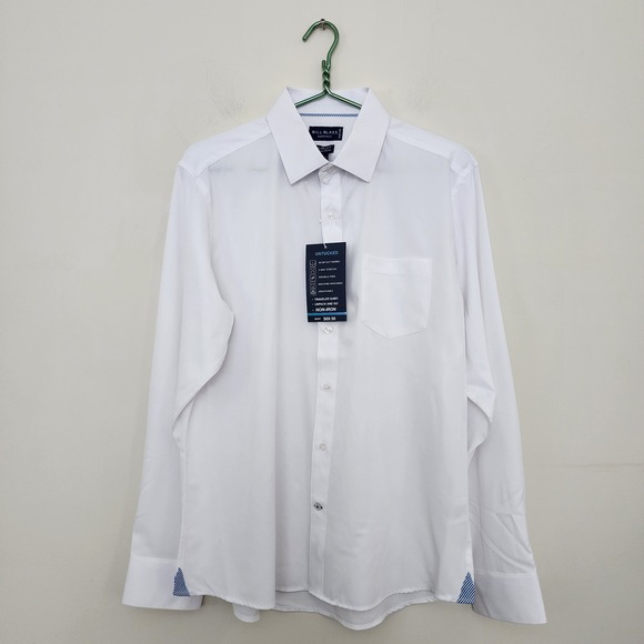 bill blass Other - ☘️ Bill Blass Essentials Mens Slim Fit Non-Iron Traveler Shirt White L 16-16.5